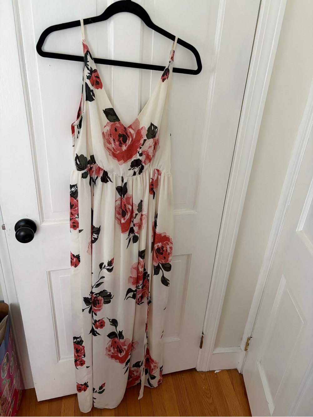 bp Cream Maxi Dress with Coral Floral Print